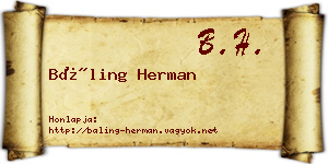 Báling Herman névjegykártya